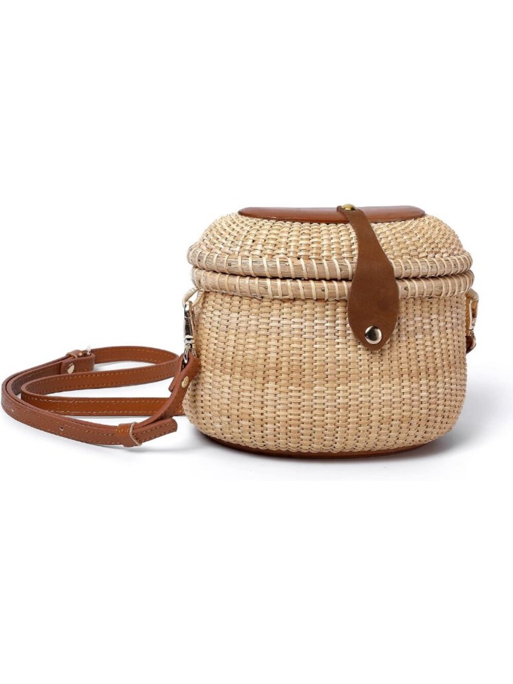 Stylish Tall Crescent Rattan Purse | Cane Weave Handbag for Women